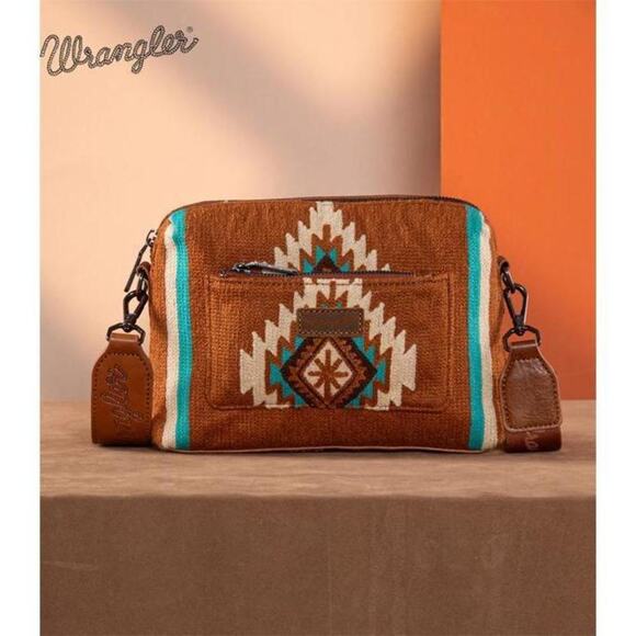 Wrangler Handbags - NWT Wrangler Southwestern Knitted Crossbody Bag - Brown